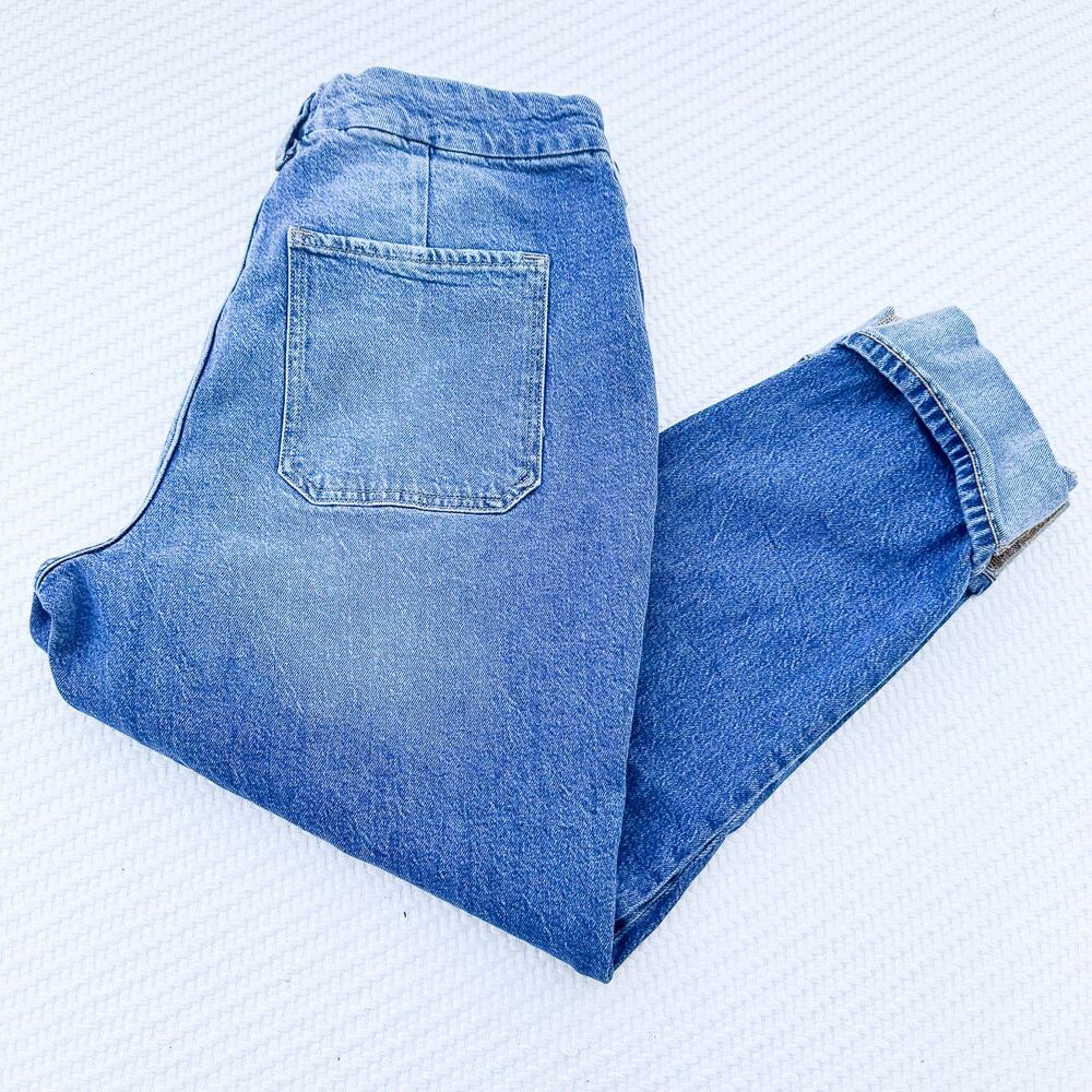 Good American The Weekender Petite Cuffed Carpenter Slim Denim Jean Size 14 / 32 - Picture 8 of 8